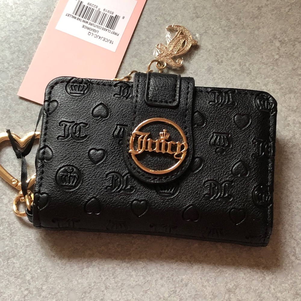 Juicy Couture Liquorice Black First Class Couture Mini Tab Card Wallet NWT